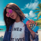 Traumhafte Tropenlandschaft der Coolen Katze Thermosbecher