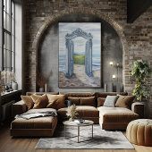 Traumhafte Verzierte Türe zu mystischen Landschaft Poster