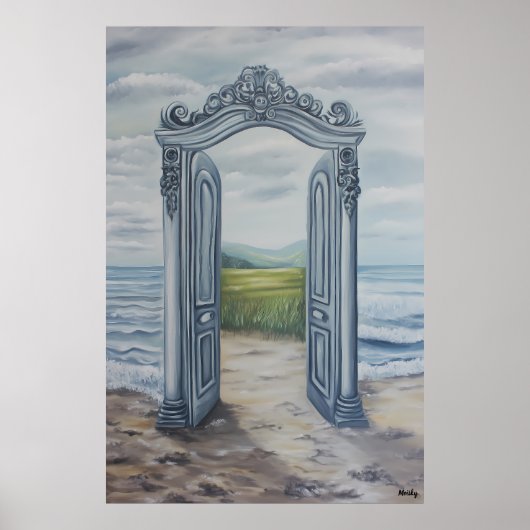 Traumhafte Verzierte Türe zu mystischen Landschaft Poster (Vorne)