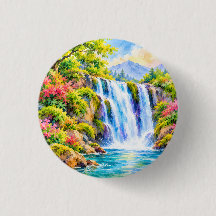 Traumhafte Wasserfall-Paradies in Aquarell