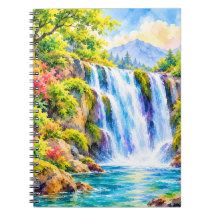 Traumhafte Wasserfall-Paradies in Aquarell