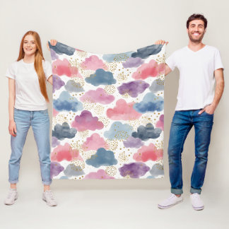 Traumhafte Wasserfarbenwolken Fleecedecke