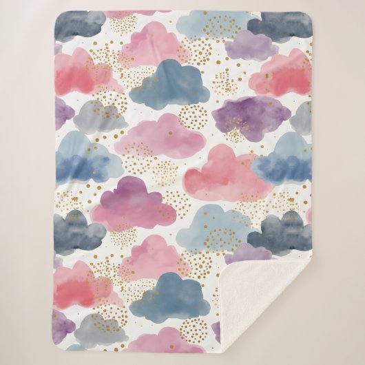 Traumhafte Wasserfarbenwolken Sherpadecke (Vorderseite)