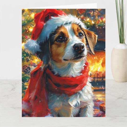 Traumhafte Weihnachtsfarbe Beagle Welpe Karte (Vorderseite)