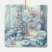 Traumhafte Weihnachtsfeier Keramikornament (Rückseite)