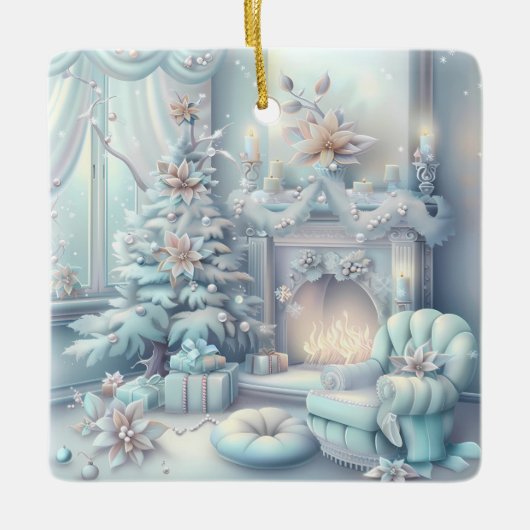 Traumhafte Weihnachtsfeier Keramikornament (Vorderseite)
