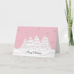 Traumhafte weiße Weihnachtsbäume Feiertagskarte