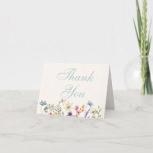 Traumhafte Wiesenhochzeit mit Wildblumen Dankeskarte