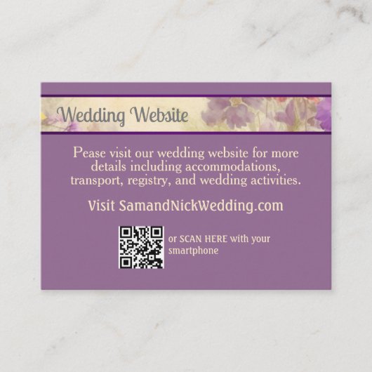 Traumhafte Wildblume Romantische Hochzeit Begleitkarte (Vorderseite)