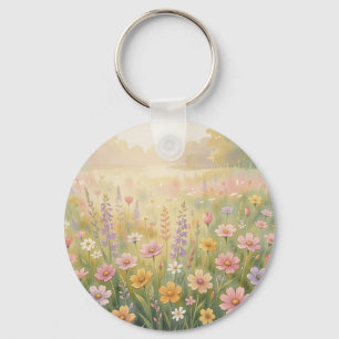 Traumhafte Wildblumenwiese Wasserfarbe Pastell Flo Schlüsselanhänger