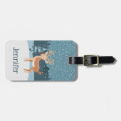 Traumhafte Winterlandschaft mit niedlichem Hirsch Gepäckanhänger (Vorderseite horizontal)