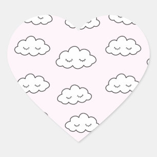 Traumhafte Wolken in Rosa Herz-Aufkleber