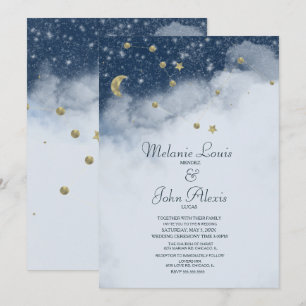 Traumhafte Wolken Konstellation Goldfolie Hochzeit Einladung