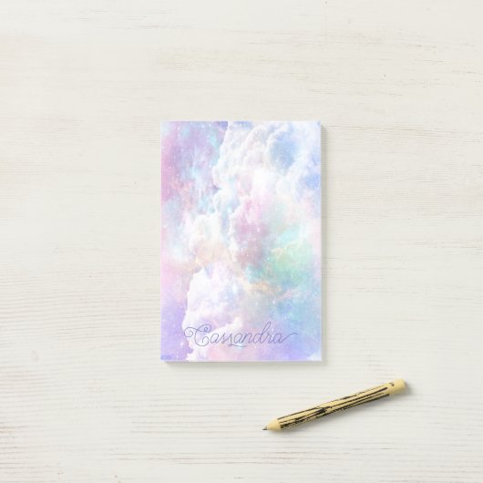 Traumhafte Wolken und Sterne Personalisiert Post-it Klebezettel (Auf Schreibtisch)
