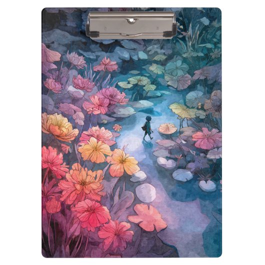 Traumhafter Blumenpfad Fantasy-Art-Clip Klemmbrett (Vorderseite)