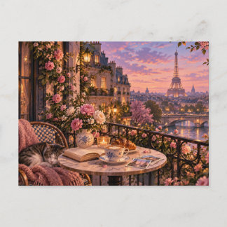 Traumhafter Pariser Abend Eiffelturm Postkarte