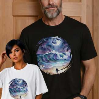 Traumhafter Pinselstrich Mitternachtsblaue Mond Oz T-Shirt
