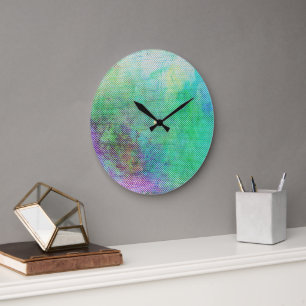 Traumhafter Regenbogen-Gradient abstrakter Design  Große Wanduhr