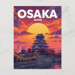 Traumhafter Sonnenuntergang an der Burg Osaka Postkarte