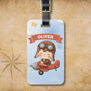 Traumhaftes Baby-Flieger in rotem Flugzeug Gepäckanhänger