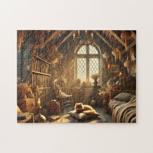 Traumhaftes Cottagecore-Katz-Lesenzimmer Puzzle (Horizontal)