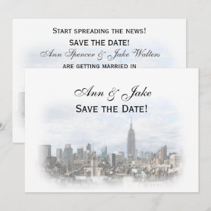 Traumhaftes Dk Grau NYC Skyline Save the Date H Einladung