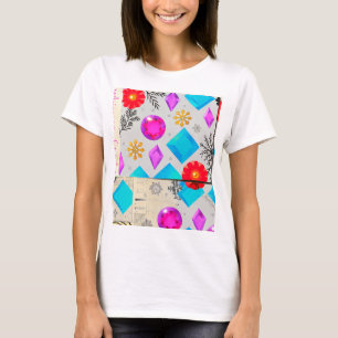 Traumhaftes Edelsteinmuster – Pink Blue Light Seri T-Shirt