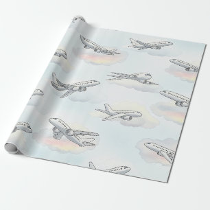 Traumhaftes Flugzeug-Himmel-Reisemuster (1) Geschenkpapier