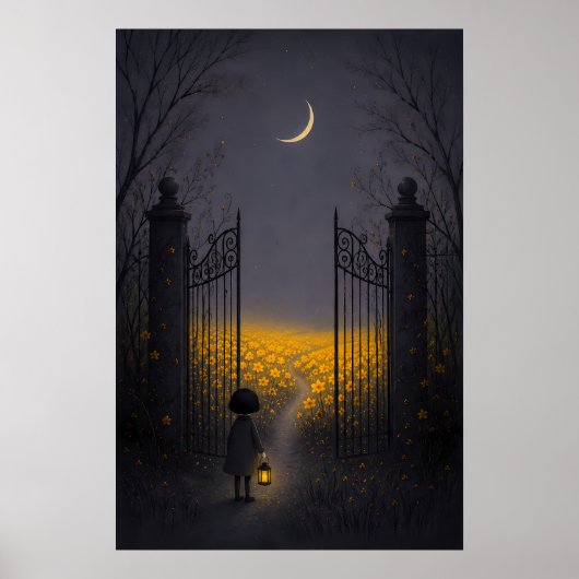 Traumhaftes gelbes Gartentor Wandkunst Poster (Vorne)
