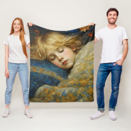 Traumhaftes Kind im Blumengeflecht Fleecedecke