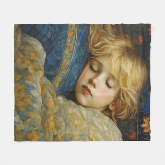 Traumhaftes Kind im Blumengeflecht Fleecedecke (Vorderseite (Horizontal))
