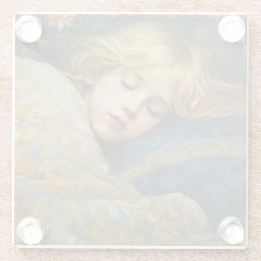 Traumhaftes Kind im Blumengeflecht Glasuntersetzer (Rückseite)