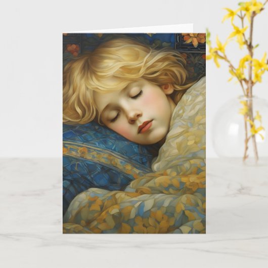 Traumhaftes Kind im Blumengeflecht Karte (Gelbe Blume)