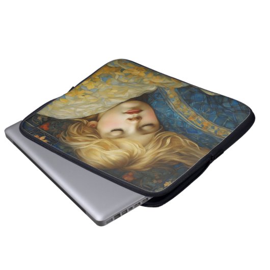 Traumhaftes Kind im Blumengeflecht Laptopschutzhülle (Vorne Knopf)