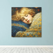 Traumhaftes Kind im Blumengeflecht Leinwanddruck (Insitu (Holzboden))