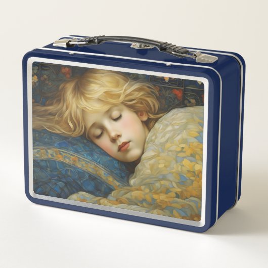 Traumhaftes Kind im Blumengeflecht Metall Brotdose (Rückseite)