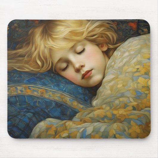 Traumhaftes Kind im Blumengeflecht Mousepad (Vorne)