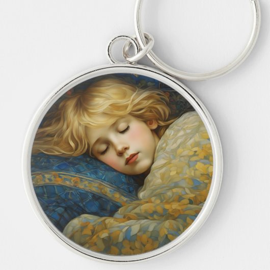 Traumhaftes Kind im Blumengeflecht Schlüsselanhänger (Vorne)
