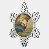 Traumhaftes Kind im Blumengeflecht Schneeflocken Zinn-Ornament (Rechts)