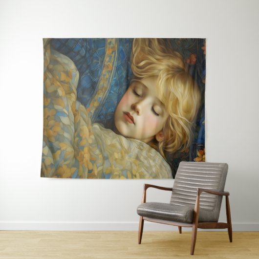 Traumhaftes Kind im Blumengeflecht Wandteppich (Beispiel (Horizontal))