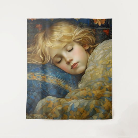 Traumhaftes Kind im Blumengeflecht Wandteppich (Vorderseite)