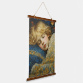 Traumhaftes Kind im Blumengeflecht Wandteppich Mit Holzrahmen (Gewinkelt)