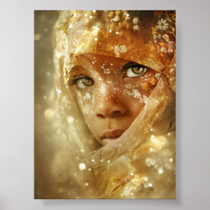 Traumhaftes Kinderporträt Blick durch den golden Poster
