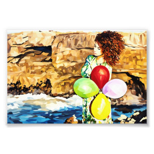 Traumhaftes Meerportrait mit Balloons und Waves Fotodruck