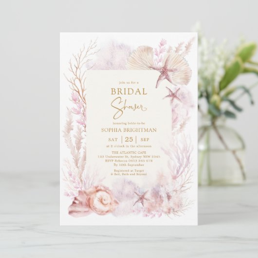 Traumhaftes Ocean Brautparty unter dem Brunch Einladung (Stehend Vorderseite)