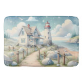 Traumhaftes Pastel Lighthouse am Meer Badematte (Vorderseite)