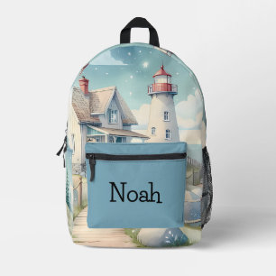 Traumhaftes Pastel Lighthouse am Meer Bedruckter Rucksack