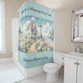 Traumhaftes Pastel Lighthouse am Meer Duschvorhang (Beispiel)