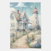 Traumhaftes Pastel Lighthouse am Meer Geschirrtuch (Vertikal)