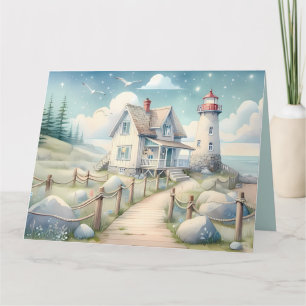 Traumhaftes Pastel Lighthouse am Meer Karte